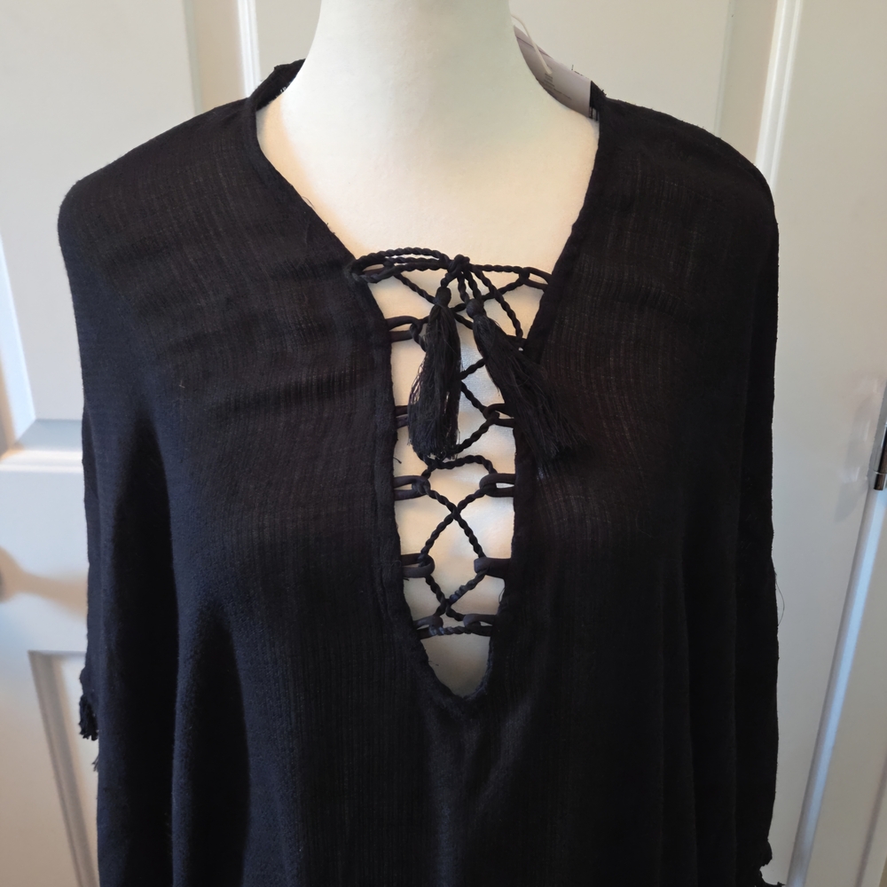 Walter Baker Black Lace-Up Dress Beach Coverup